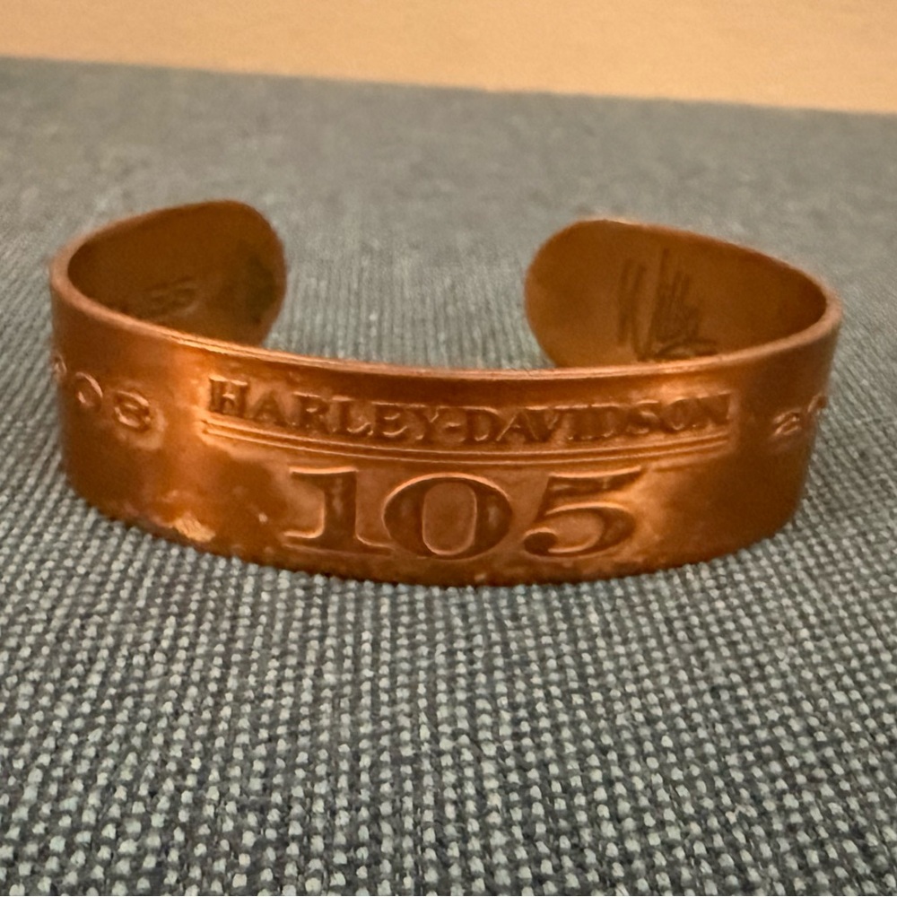 Harley-Davidson Copper 105 Anniversary Embossed Cuff Bracelet